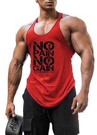Майка мужская для тренировок "no pain no gain" красная 2xl