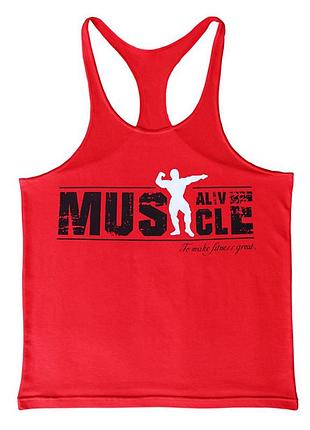 Майка мужская для бодибилдинга "muscle alive" красная 2xl