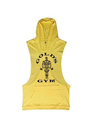 Майка мужская безрукавка с капюшоном "gold's gym" черная oversize xl