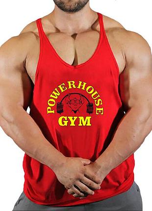 Майка мужская с узкими бретелями "powerhouse gym" красная xl