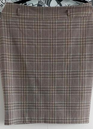 Коричневая юбка в клетку saffet fashion (размер 42 / xl)