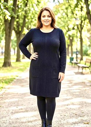 Затишна та стильна в'язана сукня-туніка f&f (розмір 54-56 / xxl /