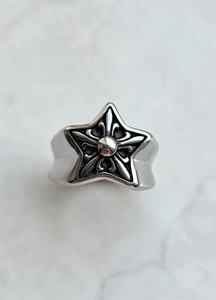 Каблучка siver chrome hearts gothic star