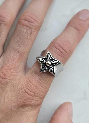 Каблучка siver chrome hearts gothic star 9