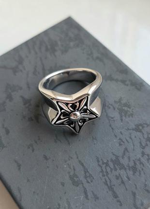 Каблучка siver chrome hearts gothic star 4