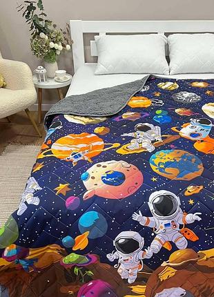 М’яке дитяче покривало-ковдра з велюру на овчині 150×220