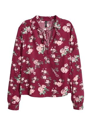 Блуза бордовая с завязками-бантиком h&m