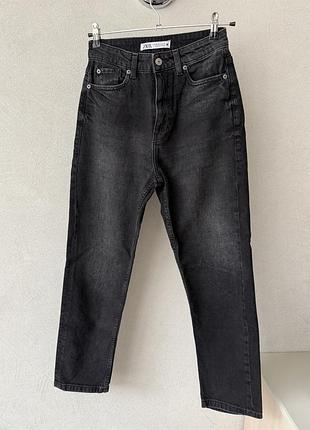 Чорні джинси zara mom fit з високою посадкою, 34-36