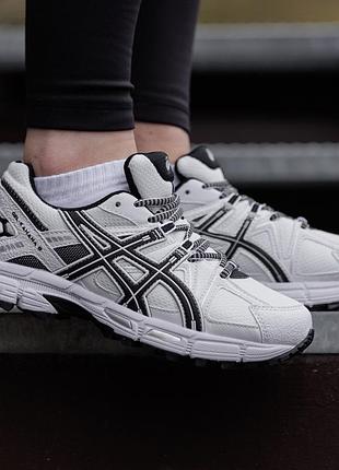 Женские кроссовки asics gel kahana 8 черно белые ежедневные на лето повседневные удобные из сеточки и текстиля весенние ассикс гель кахана