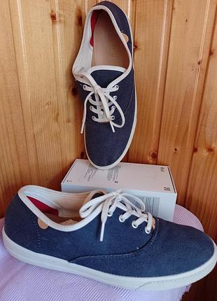 Женские синие текстильные на белой подошве кеды от hotter mabel canvas lace up shoes