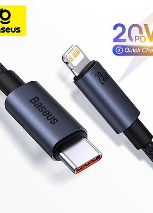 Кабель baseus usb type-c – lightning pd 20w для быстрой зарядки iphone (1 метр) (черный)