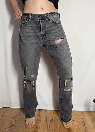 Сірі чоловічі джинси з рваними деталями h&m 3denim т4
