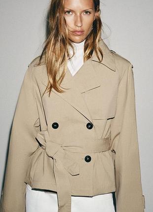 Тренч жіночий бежевий з підплічниками zara new