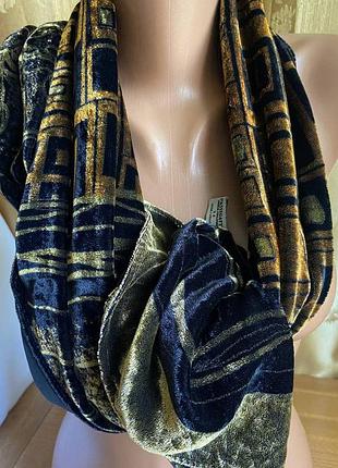 Vintage шарф панбархат на шовку 34 см х160 см у стилі versace/passigatti/італія.