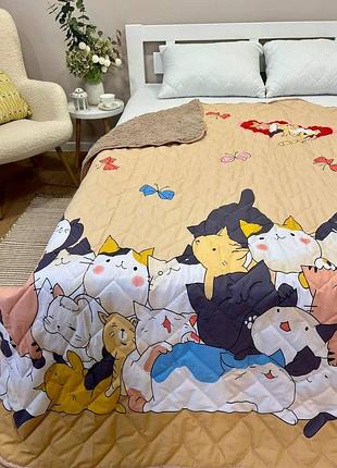 Детское покрывало одеяло из велюра и овчины комфорт 150×220