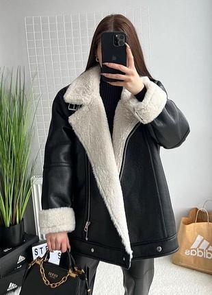 Дублянка-авіатор pull&bear чорна оверсайз