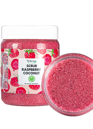 Скраб для обличчя та тіла top beauty raspberry coconut з ароматом малини та кокосовою олією 250 мл