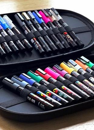 Новий набір художніх акрилових маркерів uni posca markers mixed suitcase (24 кольори)  в кейсі