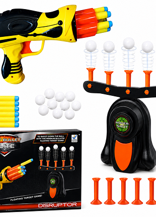 Игровой бластер с мишенью soft bullet disruptor с летающими шариками и пенными патронами