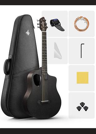 Акустическая гитара donner music rising-g1 38” black (комплект)