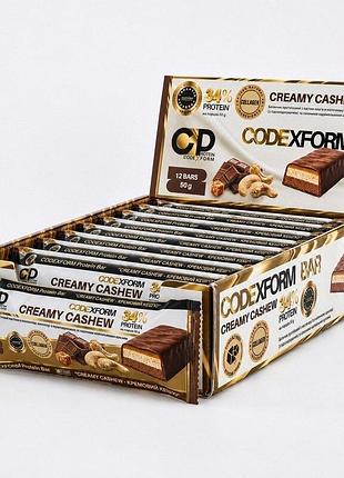 Блок протеїнових батончиків codexform protein bar, 12*50 грам - кеш'ю