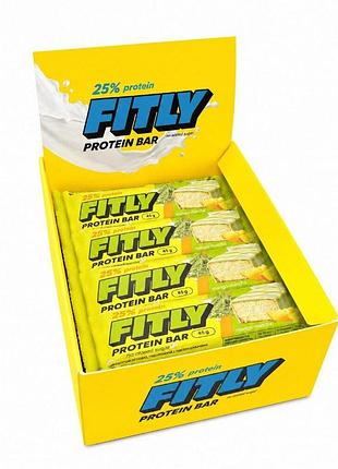 Блок протеиновых батончиков fitly protein bar 25% no added sugar, 12*45 грамм - манго-матча