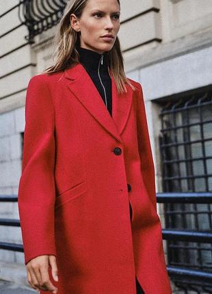 Пальто жіноче червоне софт zara new