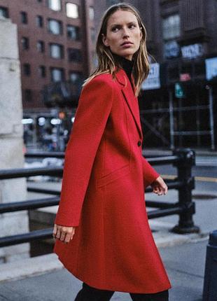 Пальто жіноче червоне софт zara new 5