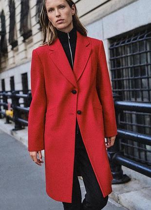 Пальто жіноче червоне софт zara new 2