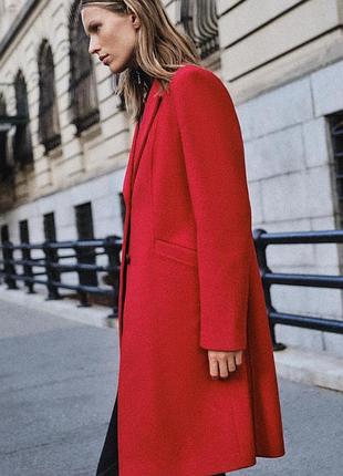Пальто жіноче червоне софт zara new 3