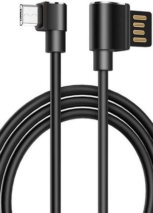 Кутовий кабель hoco u37 usb-microusb 1.2м / 2.4а з двостороннім інтерфейсом - black