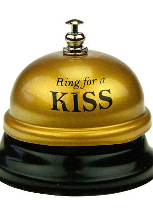 Звонок настольный 6,5х5,5см kiss золотой ps0-9802
