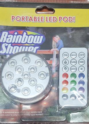 Світлодіодна підводна rgb лампа для басейну ip68 з пультом дк 13 led 16 кольорів (1355)