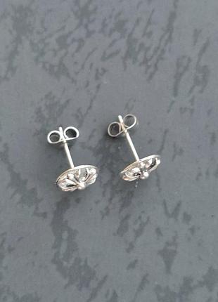 Сережки silver chrome hearts mini gothic blossom 5