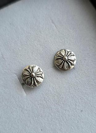 Сережки silver chrome hearts mini gothic blossom