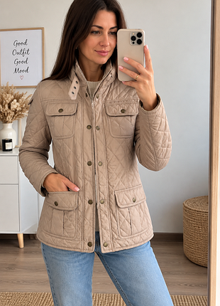 Женская стеганая демисезонная куртка denim co бежевая xs-s