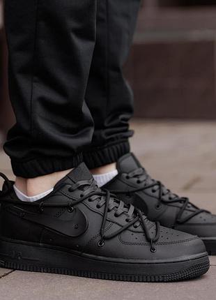 Жіночі кросівки nike air force 1 low off custom чорні шкіряні кеди весна літо найк аїр лоу офф кастом