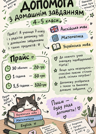 Помощь учащимся с домашним заблагодарением, 4-5 класссы