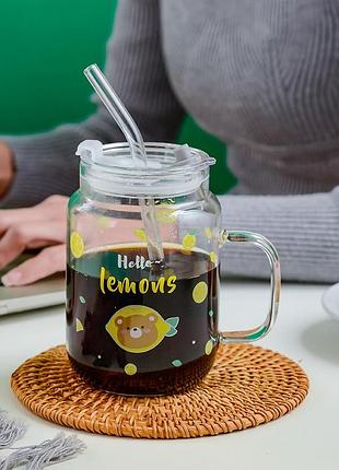 Кружка с трубочкой и крышкой lemons 14602 400 мл