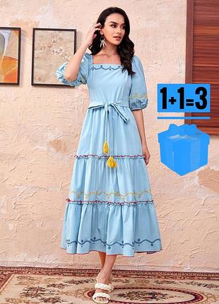 🥰ярусна довга сукня з поясом shein m