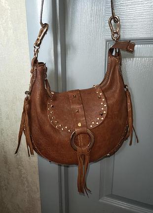Стильна шкіряна сумка nardelli (made in italy) в стилі boho / western
