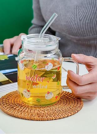 Кружка с трубочкой и крышкой water 14603 400 мл