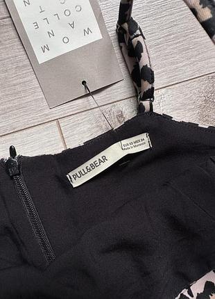 Мини платье на бретелях с леопардовым принтом pull and bear 5