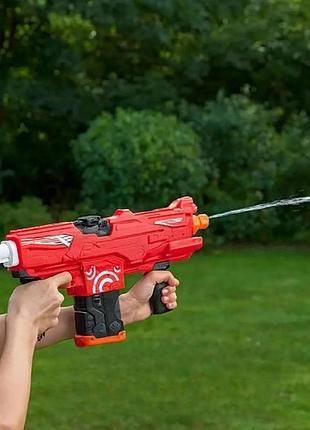 Пистолет-бластер водяной аккумуляторный автоматический water gun красный с черным
