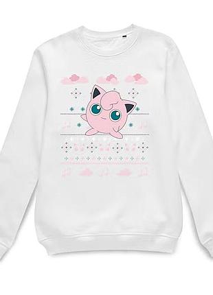 Чоловічий білий різдвяний світшот з принтом pokémon jigglypuff