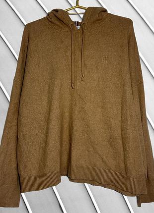 Женский свитер худи Tommy hilfiger l xl 40 42 48 Темми хилфигер песочный бежевый оверсайз свитер с капюшоном tommy hilfiger l 50