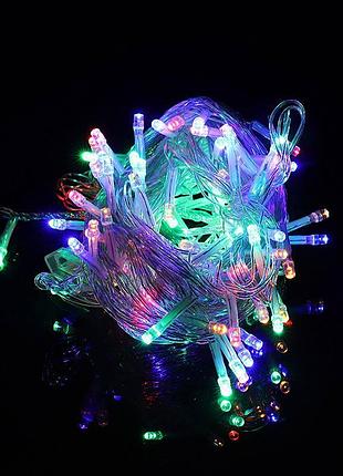 Гирлянда светодиодная от сети с белым проводом y25-01m 19598 3.5 м 100 led мультиколор