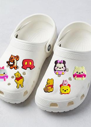 Набір джибітсів для crocs «вінні пух і друзі» — аксесуари disney (вінні, тигруля, п’ятачок, міккі), 8 шт. джибітси вінні пух,
