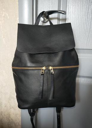 Кожаный рюкзак m&amp;s collection (marks &amp; spencer) / женский черный рюкзак из натуральной кожи