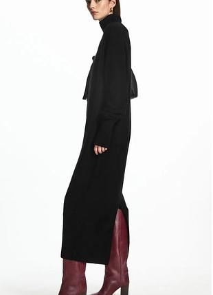 Теплое шерстяное платье-макси cos (100% wool) с отверстиями для пальцев